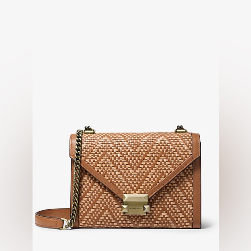 NWT | Michael Kors Whitney Large Woven Leather | Acorn and Butternut